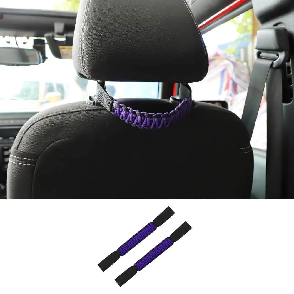 For Jeep Wrangler TJ JL JK JT Headrest Paracord Grab Handles Rear Seat Grip Handles Seat Roll Bars