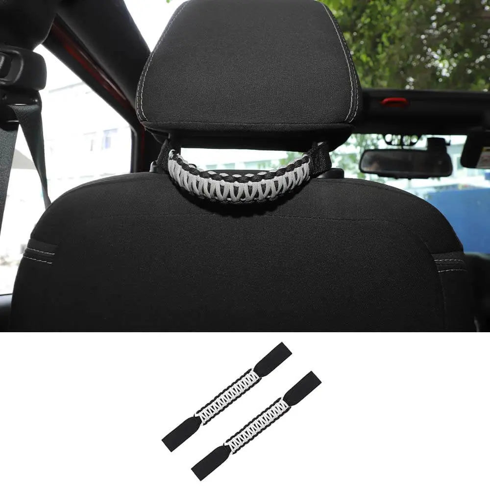 For Jeep Wrangler TJ JL JK JT Headrest Paracord Grab Handles Rear Seat Grip Handles Seat Roll Bars