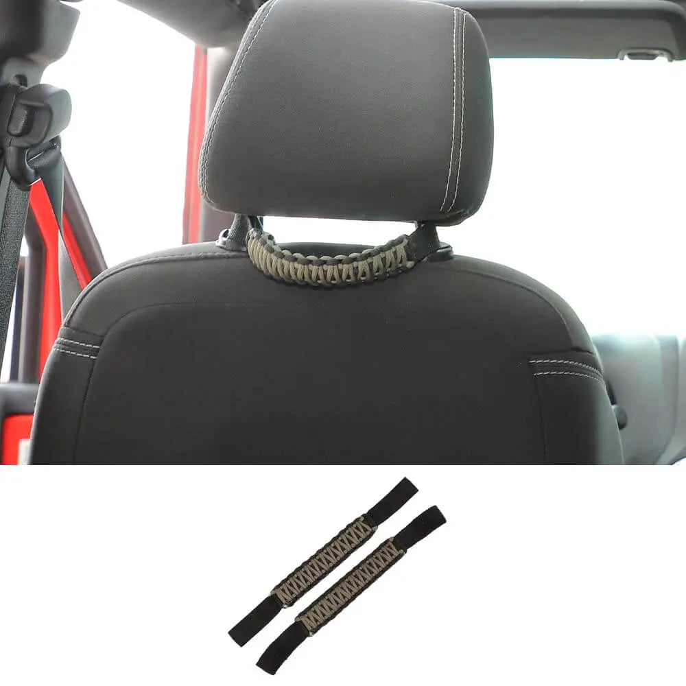 For Jeep Wrangler TJ JL JK JT Headrest Paracord Grab Handles Rear Seat Grip Handles Seat Roll Bars