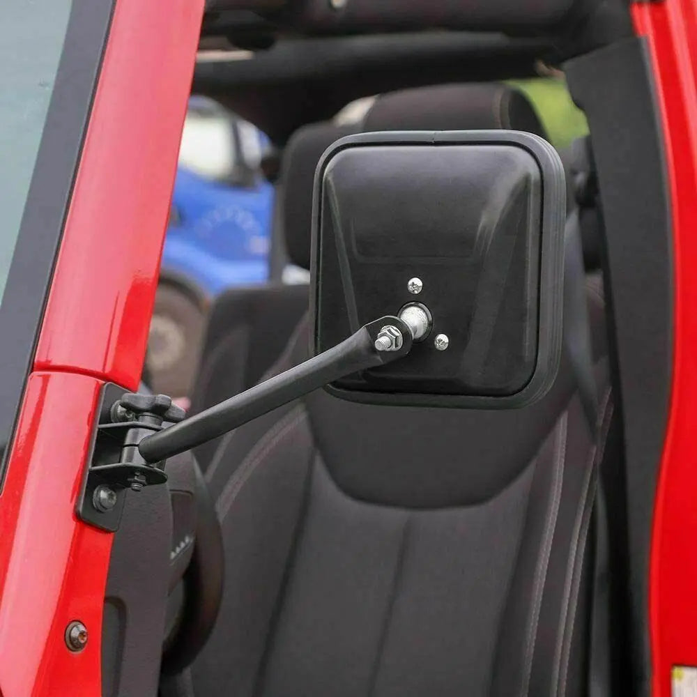 For Jeep Wrangler TJ LJ JK JKU Side Mirrors Quick Release Doors Off Mirrors, Textured Black
