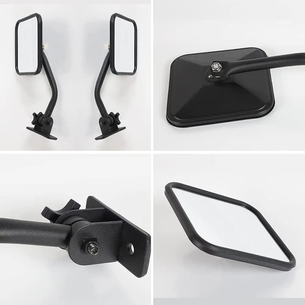For Jeep Wrangler TJ LJ JK JKU Side Mirrors Quick Release Doors Off Mirrors, Textured Black