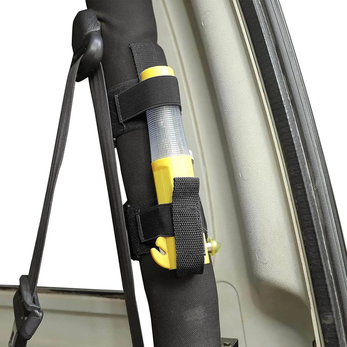 For Jeep Wrangler TJ YJ JK JKU JL JLU JT Universal Roll Bar Flashlight Holder Strap(Black)