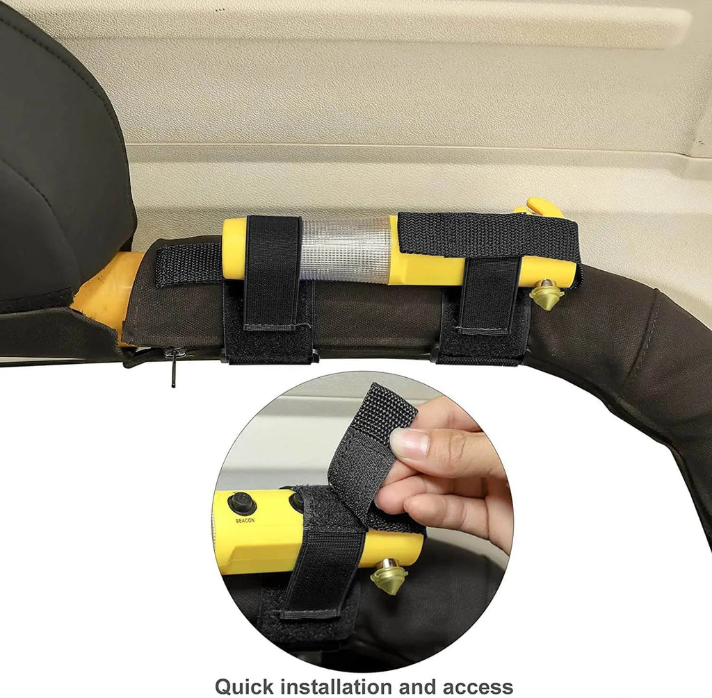 For Jeep Wrangler TJ YJ JK JKU JL JLU JT Universal Roll Bar Flashlight Holder Strap(Black)