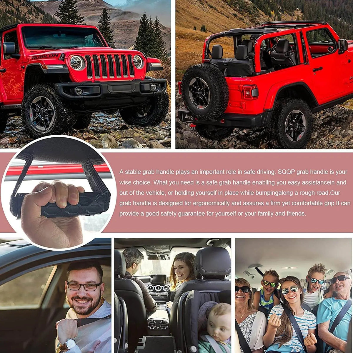 For Jeep Wrangler YJ CJ TJ JK JKU JL JLU & Gladiator JT 4 x Roll Bar Grab Handles Grip Handle