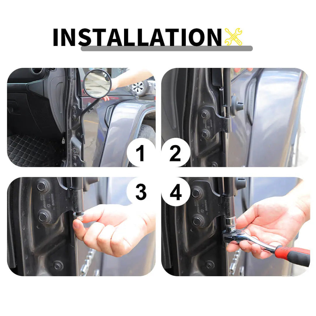 For Jeep Wrangler YJ/JK/JL/JT/TJ Car Door Side Glass Rearview Mirrors