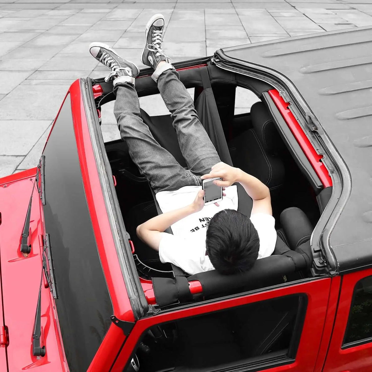 For Jeep Wrangler YJ TJ JK JKU JL JLU JT Car Roof Hammock Cargo Net Sunshade