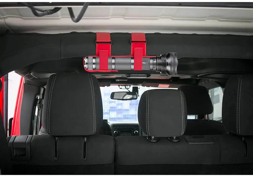 For Jeep Wrangler YJ TJ JK JKU JL JLU Universal Roll Bar Flashlight Holder Red