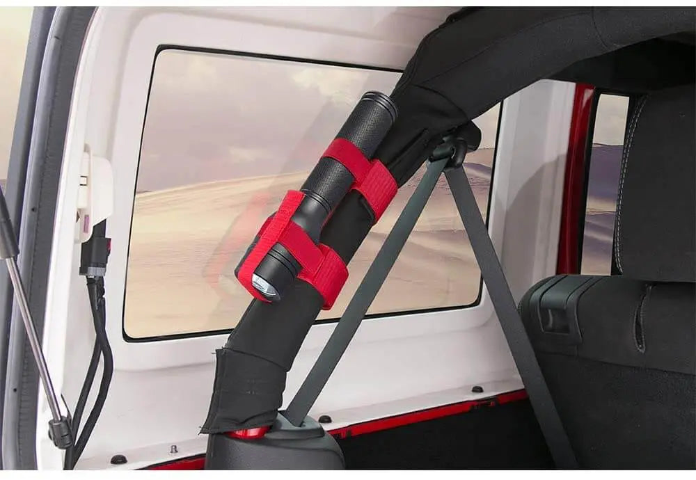 For Jeep Wrangler YJ TJ JK JKU JL JLU Universal Roll Bar Flashlight Holder Red