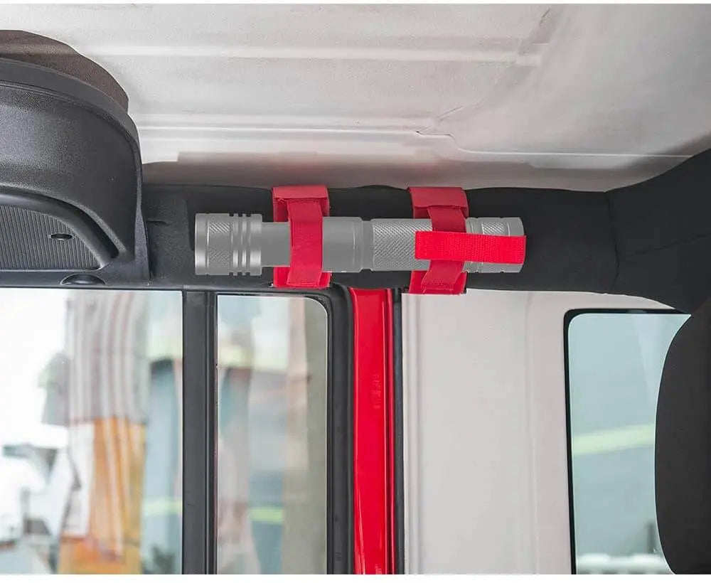 For Jeep Wrangler YJ TJ JK JKU JL JLU Universal Roll Bar Flashlight Holder Red