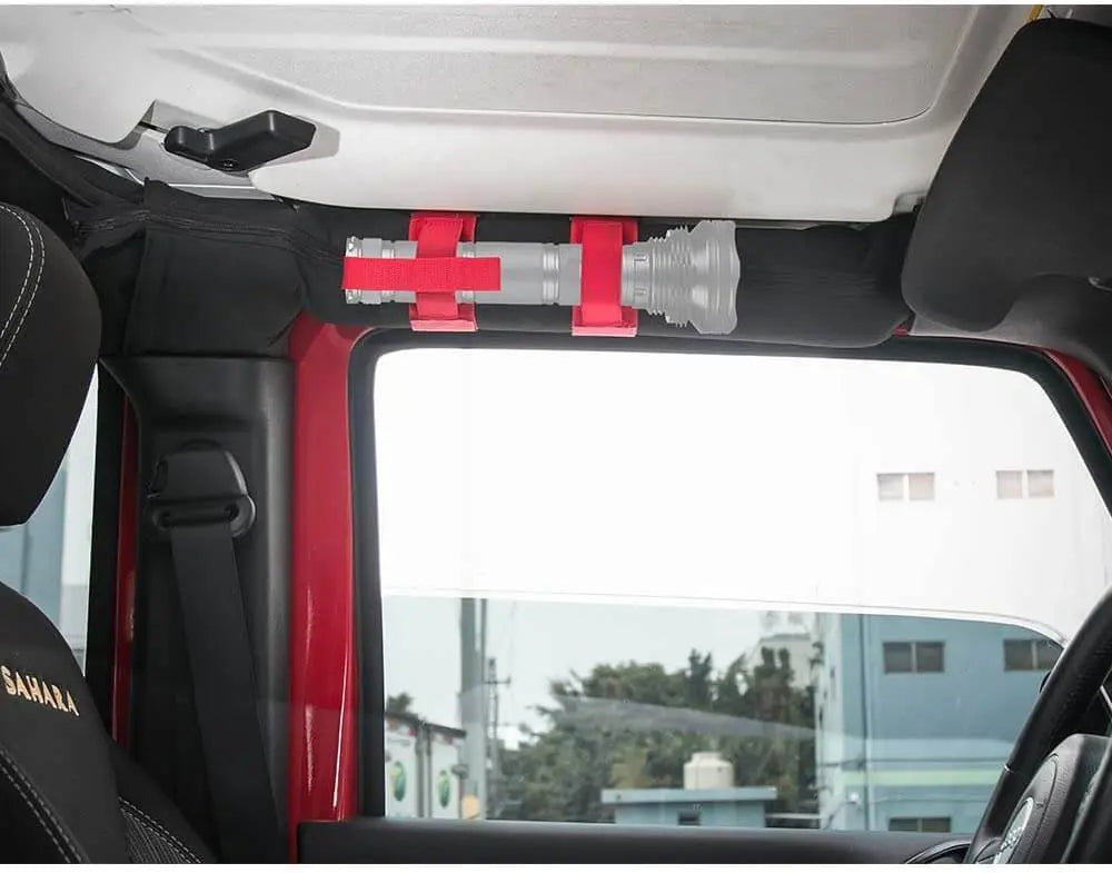 For Jeep Wrangler YJ TJ JK JKU JL JLU Universal Roll Bar Flashlight Holder Red