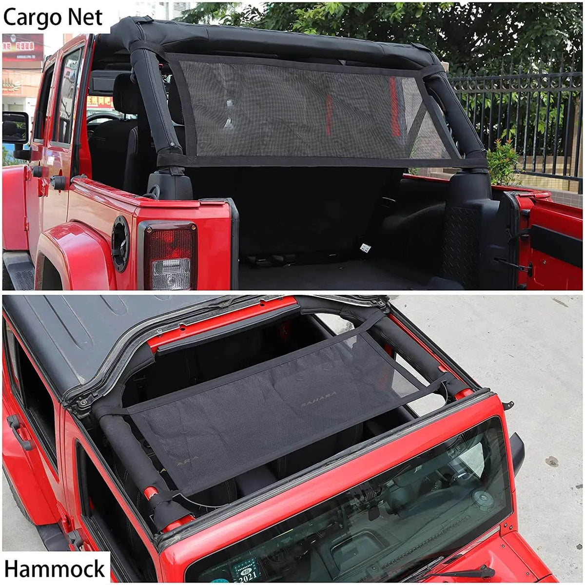 For Jeep Wrangler YJ TJ JK JKU JL JLU & Gladiator JT Cargo Net Roof Hammock