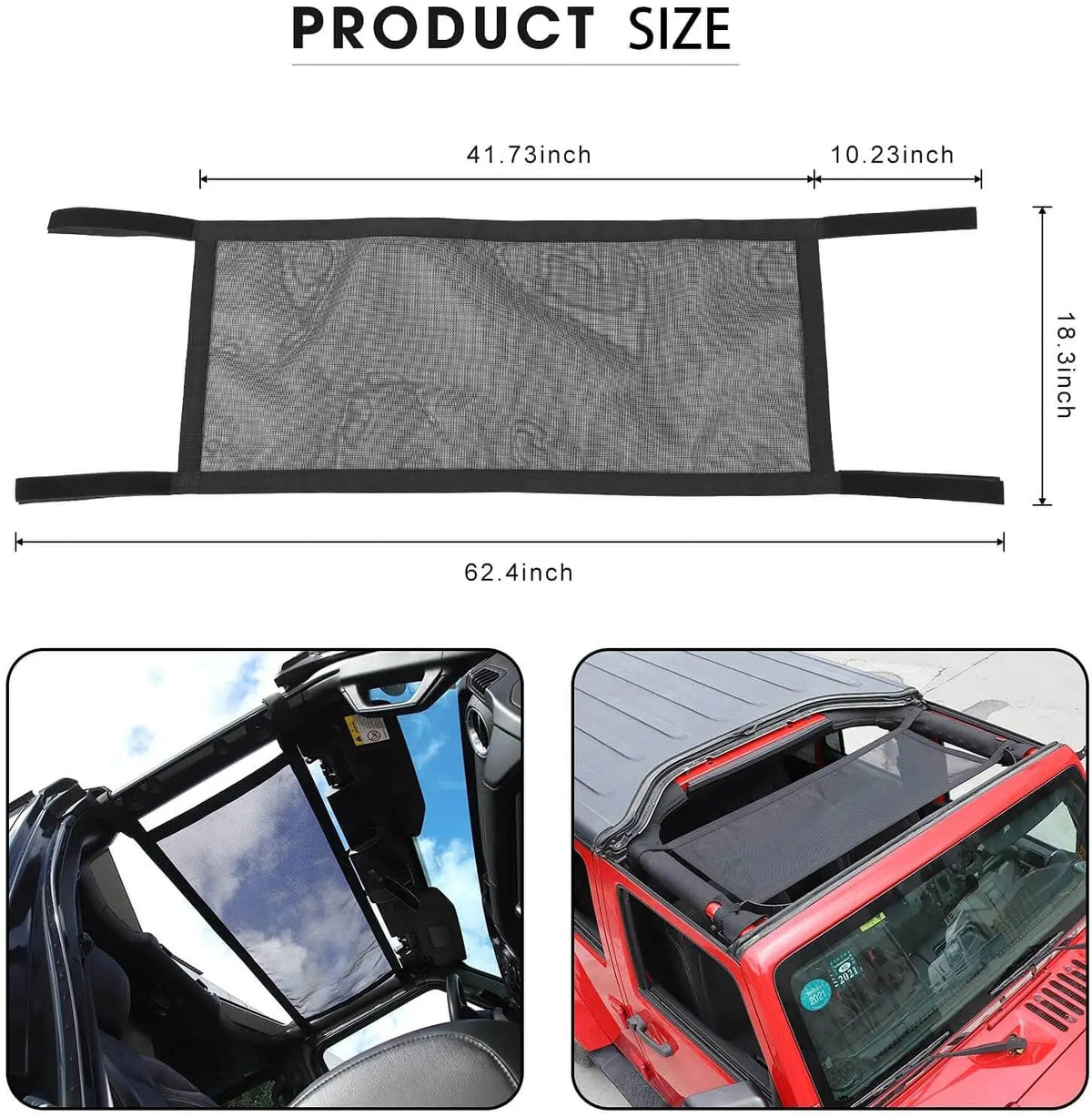 For Jeep Wrangler YJ TJ JK JKU JL JLU & Gladiator JT Cargo Net Roof Hammock