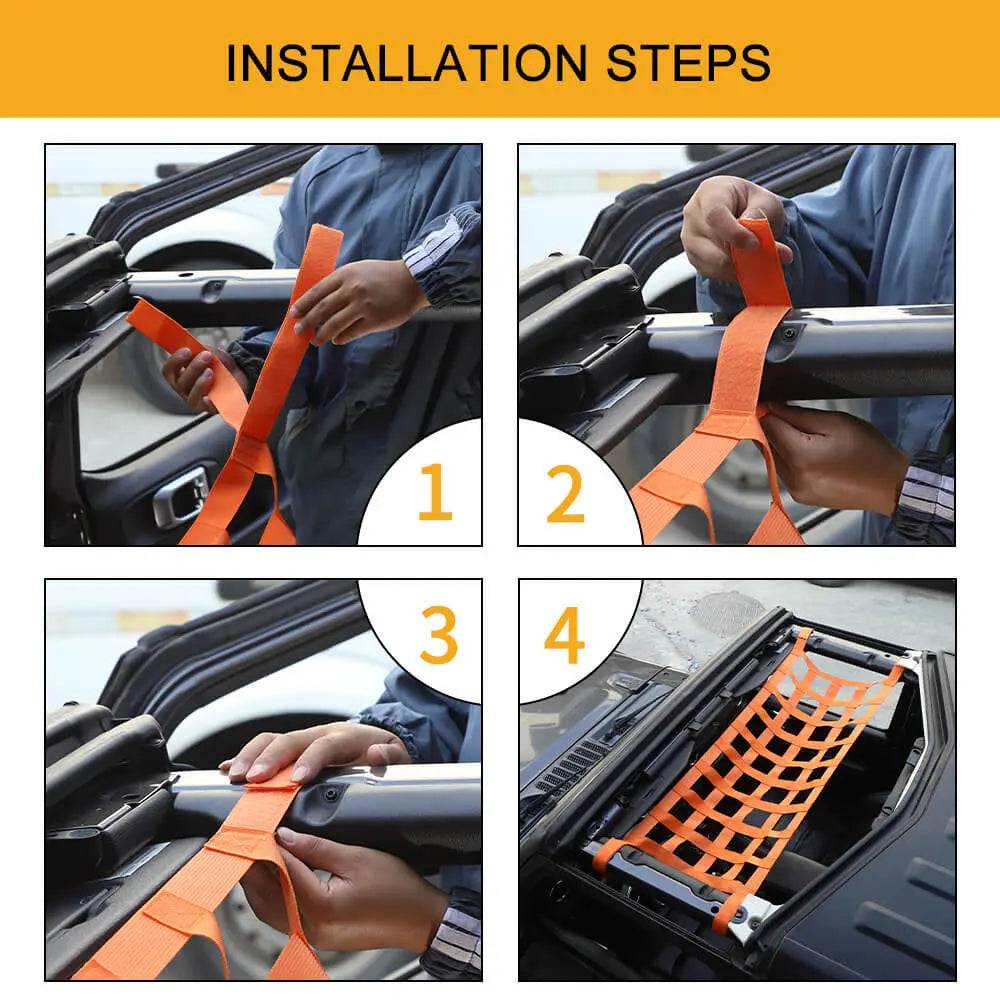 For Jeep Wrangler YJ TJ JK JL Multi-function Mesh Cargo Net Car Roof Net Hammock