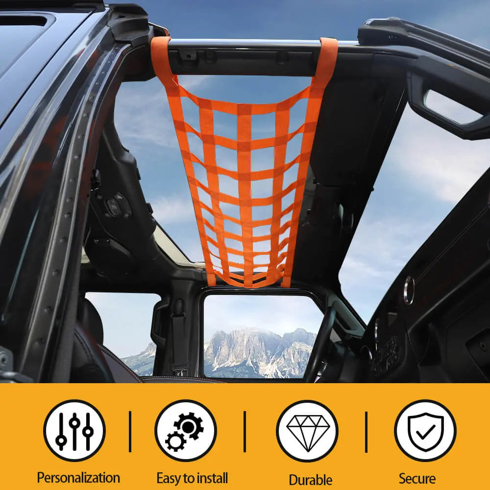 For Jeep Wrangler YJ TJ JK JL Multi-function Mesh Cargo Net Car Roof Net Hammock