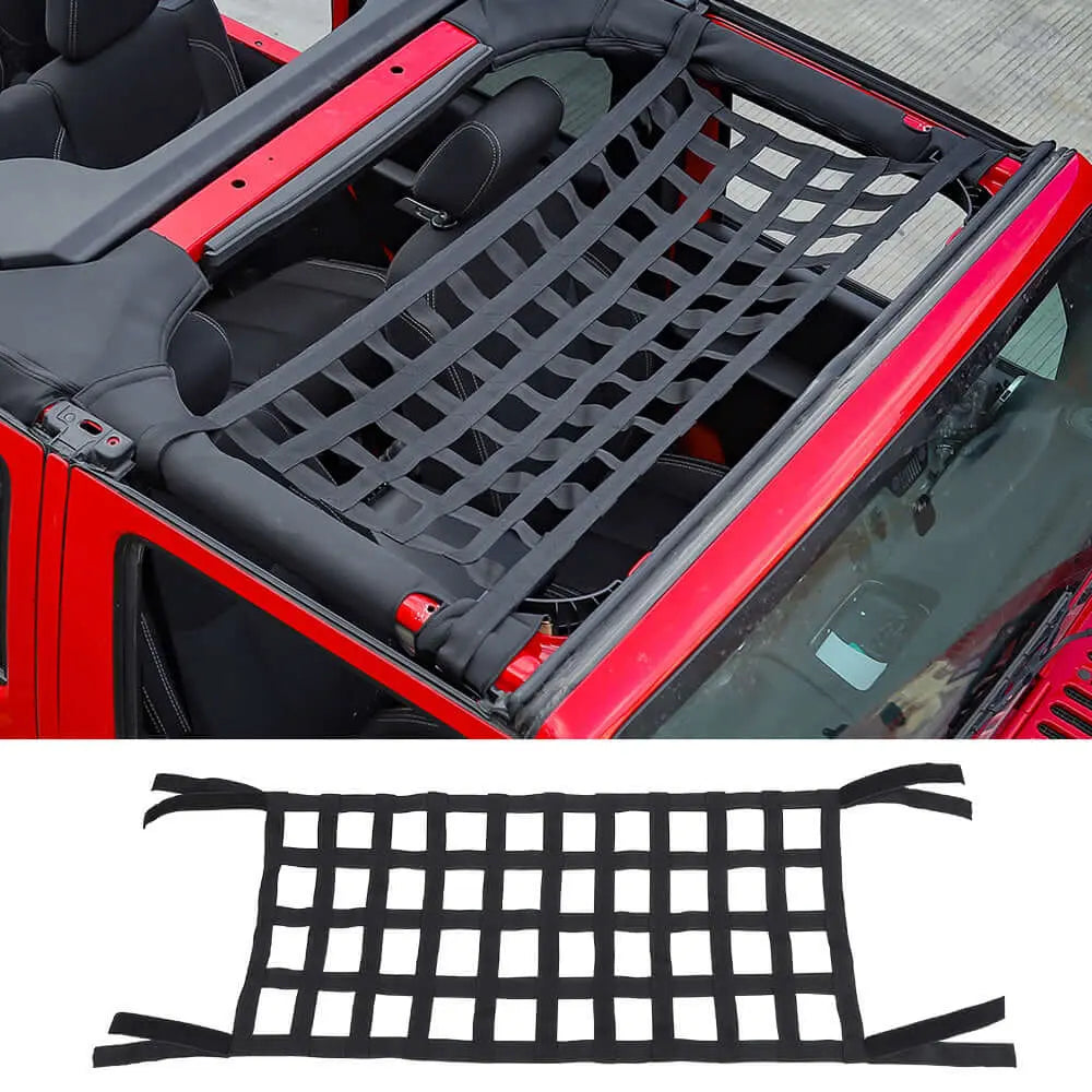 For Jeep Wrangler YJ TJ JK JL Multi-function Mesh Cargo Net Car Roof Net Hammock