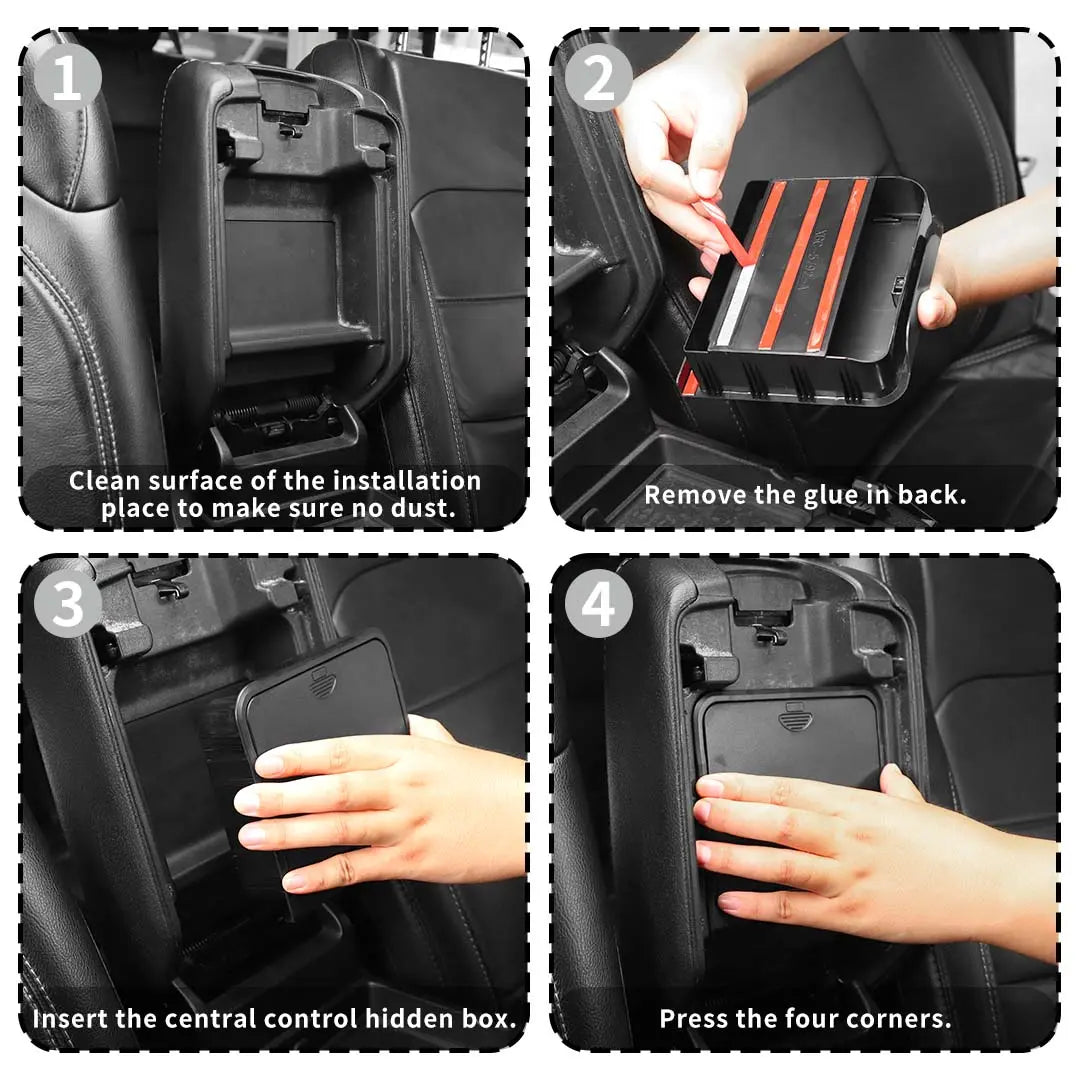For 2018+ Jeep Wrangler JL/Gladiator JT Hidden Console Armrest Box Compartment Storage