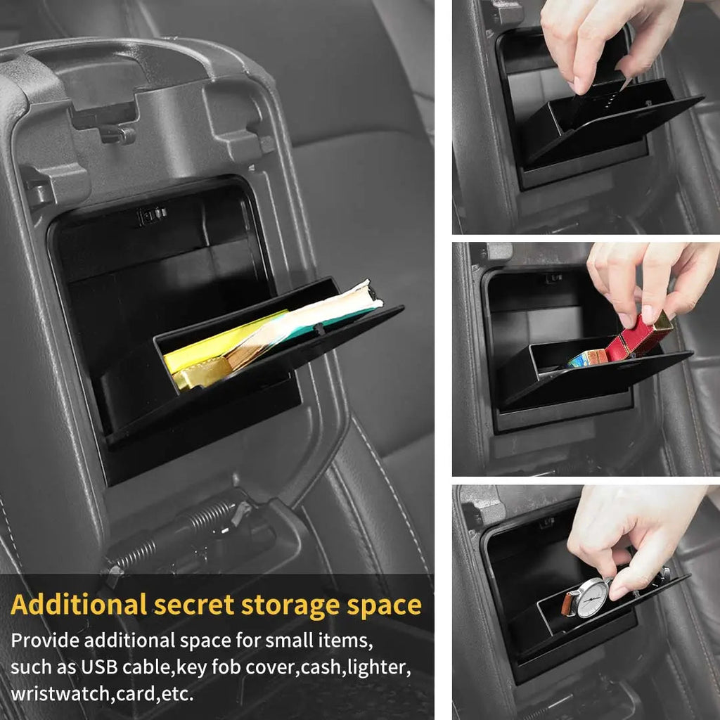 For 2018+ Jeep Wrangler JL/Gladiator JT Hidden Console Armrest Box Compartment Storage