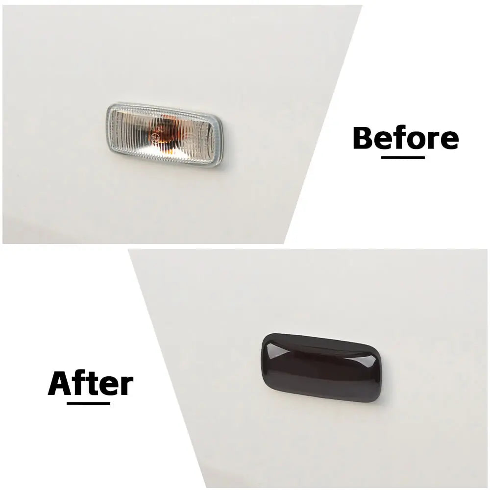 For Jeep 2011-2021 Grand Cherokee WK2 / 2008-2016 Compass/ Patriot LED Side Marker Smoked Turn Signal Lights Covers Trim Blackened