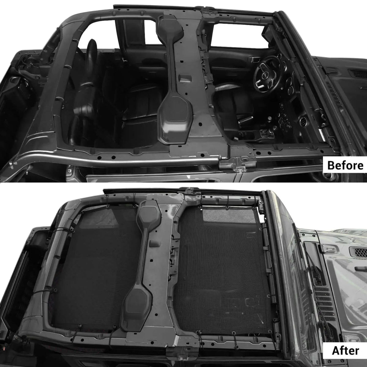 For 2018+ Jeep Wrangler JL 4 Door Sun Shade Mesh Bikini Top Sunshade UV Protection