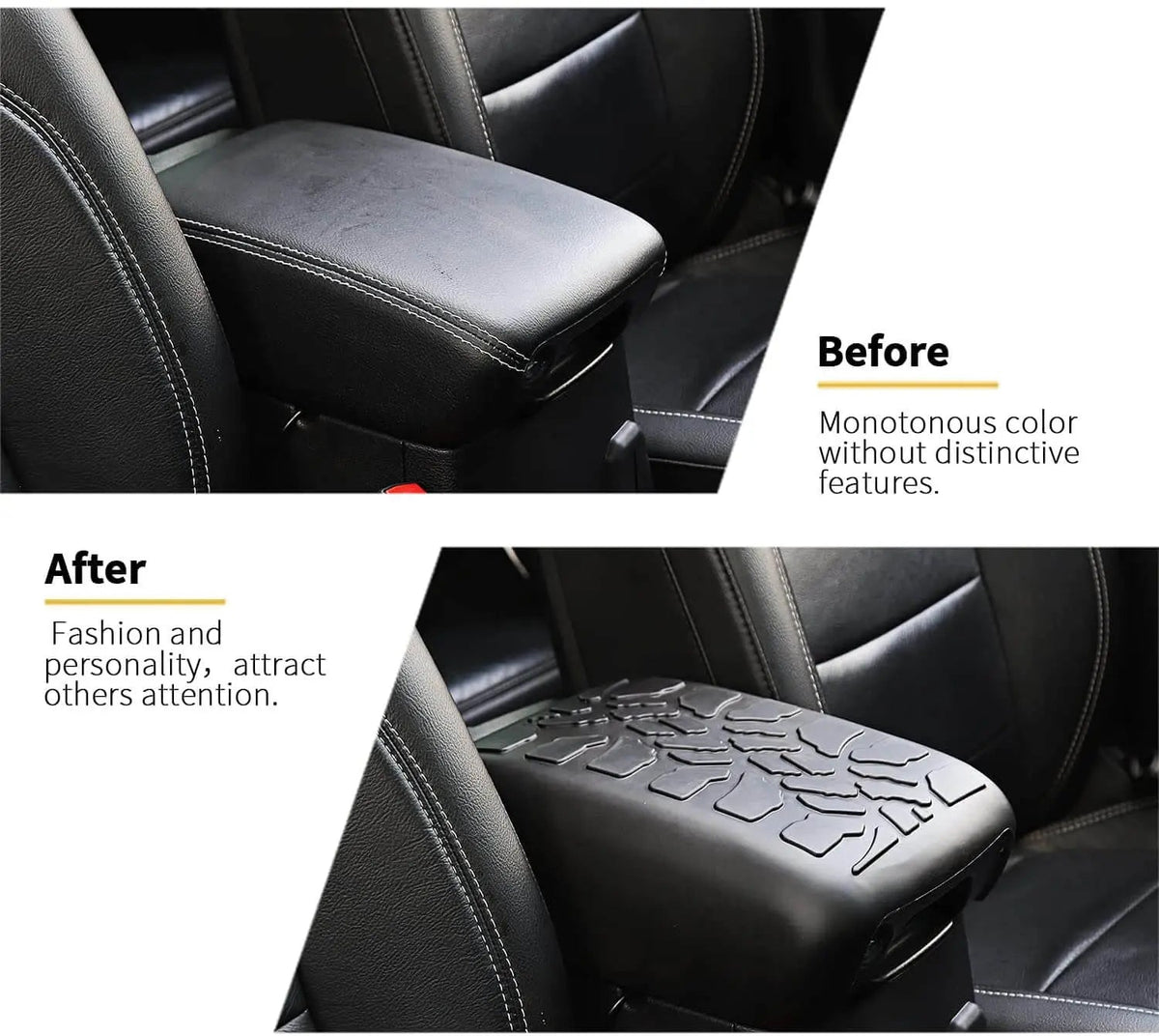For 2018+ Jeep Wrangler JL JLU/JT Center Console Armrest Box Pad Cover Crack Pattern Surface Waterproof Rubber Anti Scratches