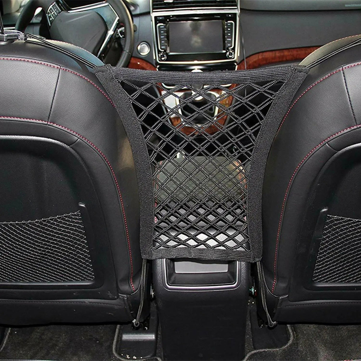 Universal Car Seat Storage Mesh Organizer Cargo Net Hook Pouch Holder for Purse Phone Bag