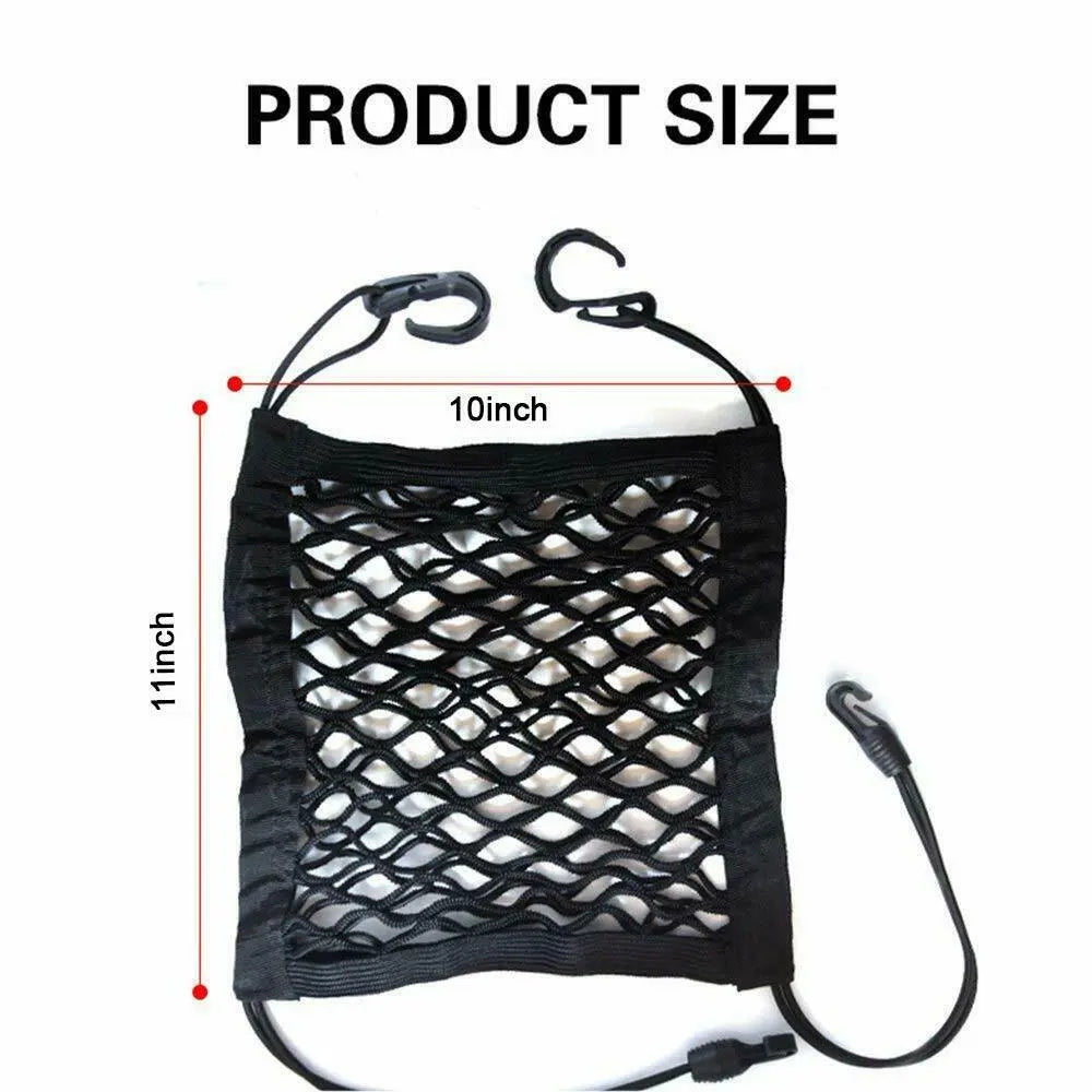 Universal Car Seat Storage Mesh Organizer Cargo Net Hook Pouch Holder for Purse Phone Bag