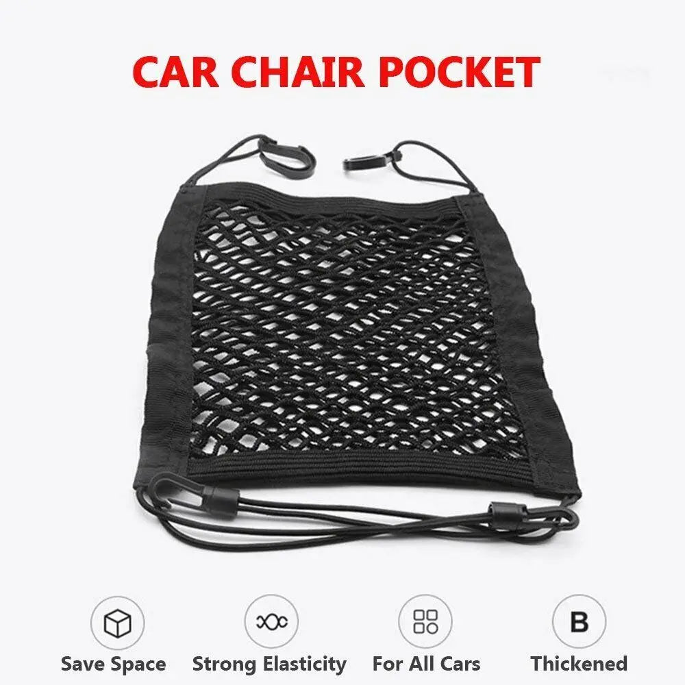 Universal Car Seat Storage Mesh Organizer Cargo Net Hook Pouch Holder for Purse Phone Bag