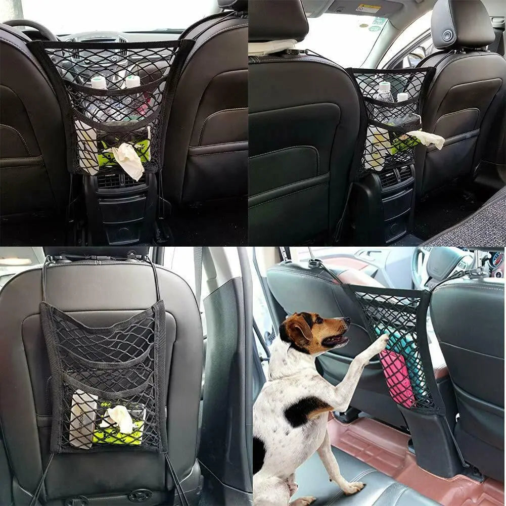 Universal Car Seat Storage Mesh Organizer Cargo Net Hook Pouch Holder for Purse Phone Bag