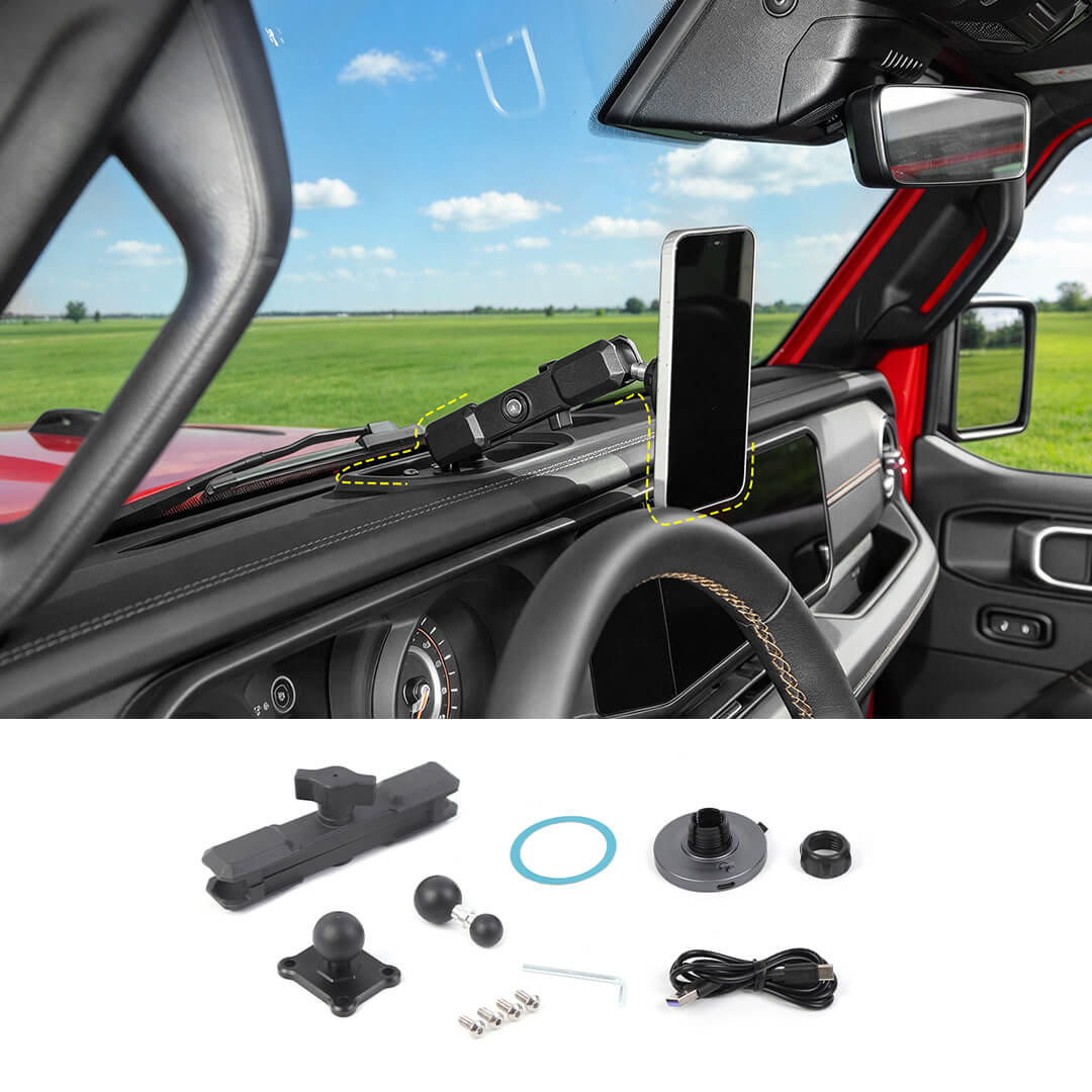 For 2024+ Jeep Wrangler JL & Gladiator JT Center Console Magnetic Wireless Charging Phone Mount Holder (6 pcs)