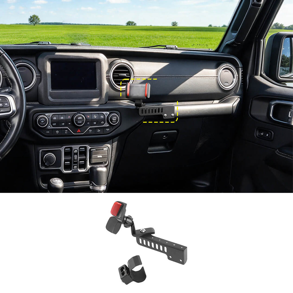 For 2018-2023 Jeep Wrangler JL & Gladiator JT Passenger Side Grab Bar Phone Holder Bracket（2 pcs）