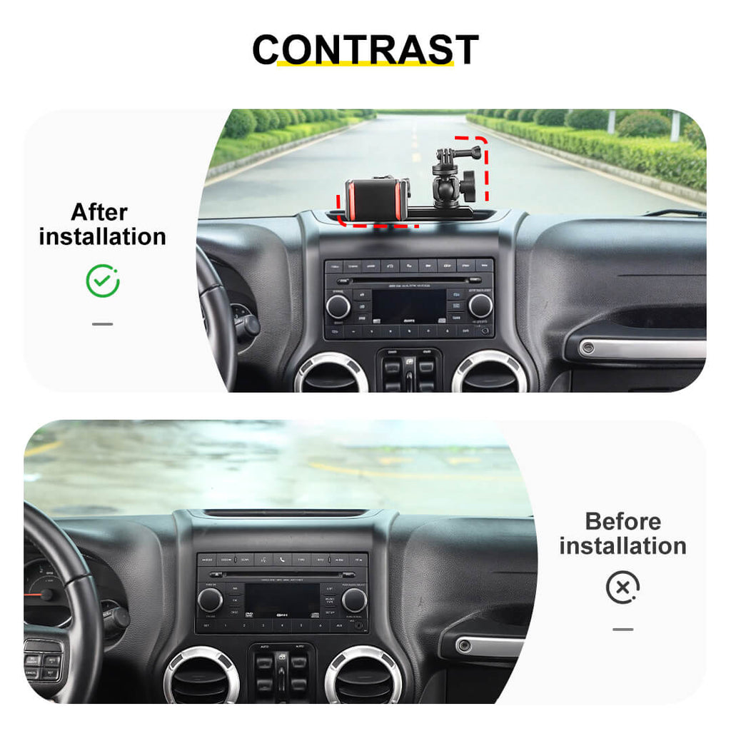 For 2011-2018 Jeep Wrangler JK Center Console Rail Expansion Phone Mount Holder（9 pcs）