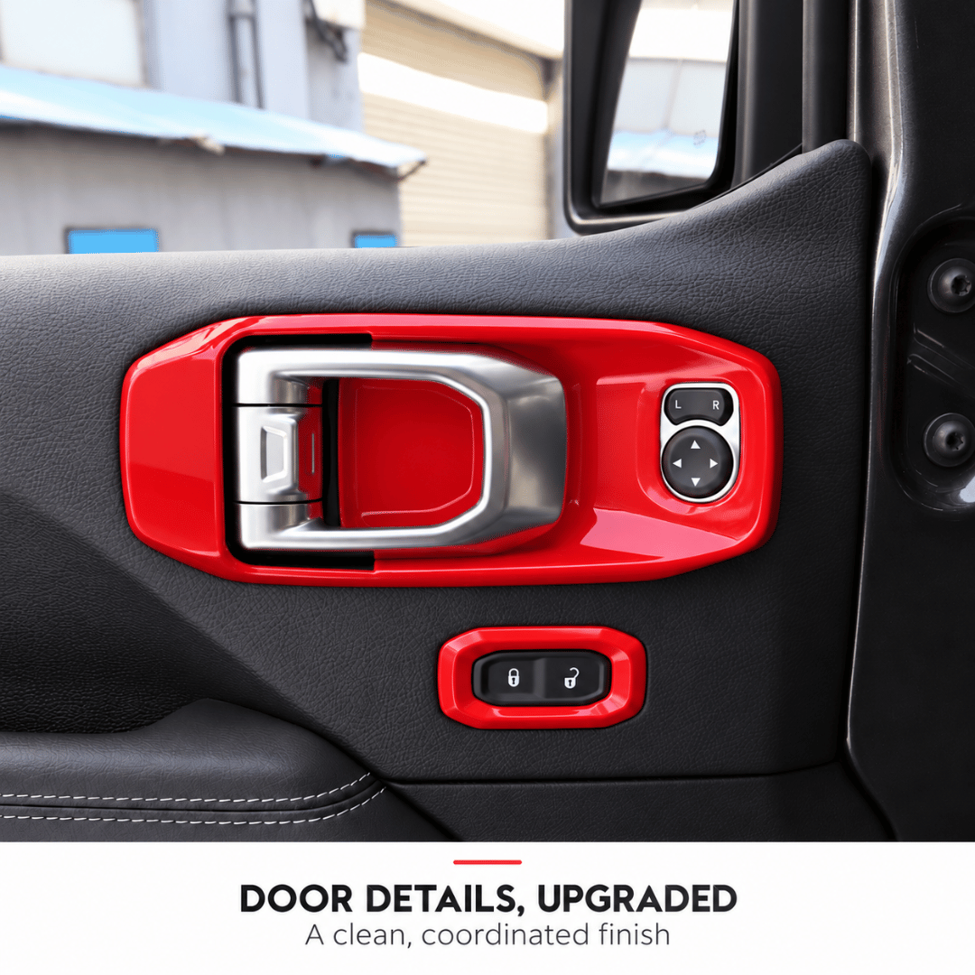 For 2018–2023 Jeep Wrangler JL & Gladiator JT – ABS Dashboard, Steering Wheel & Console Full Set Covers 42 PCS Interior Trim Kit