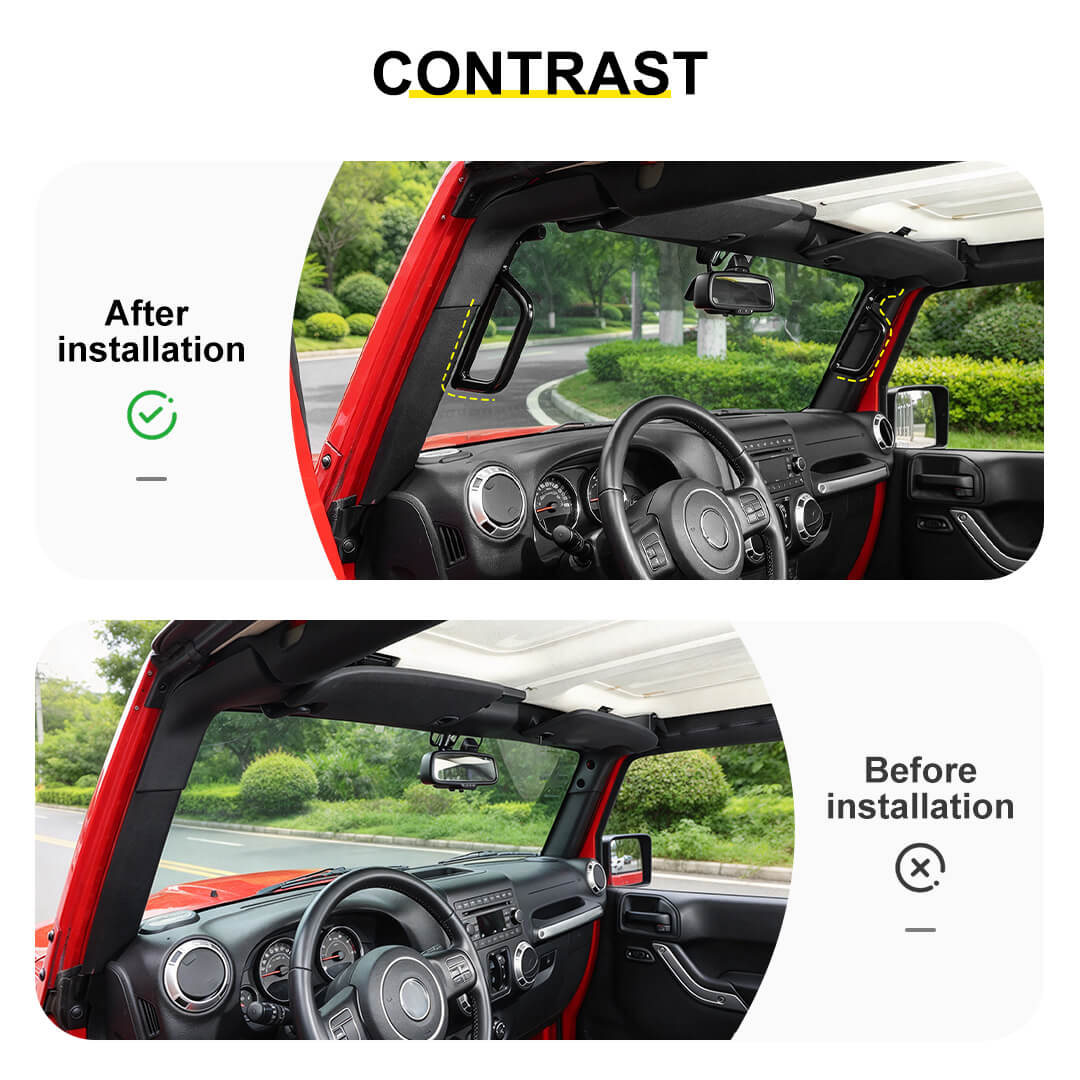 For 2007-2018 Jeep Wrangler JK Front Door Top Grab Handle Aluminium Alloy（2 pcs）