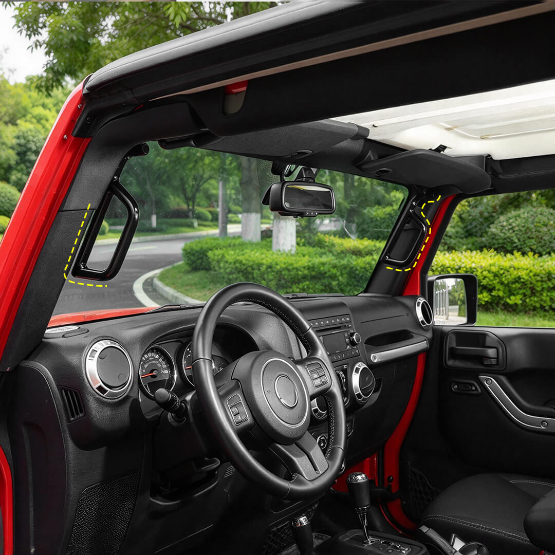 For 2007-2018 Jeep Wrangler JK Front Door Top Grab Handle Aluminium Alloy（2 pcs）