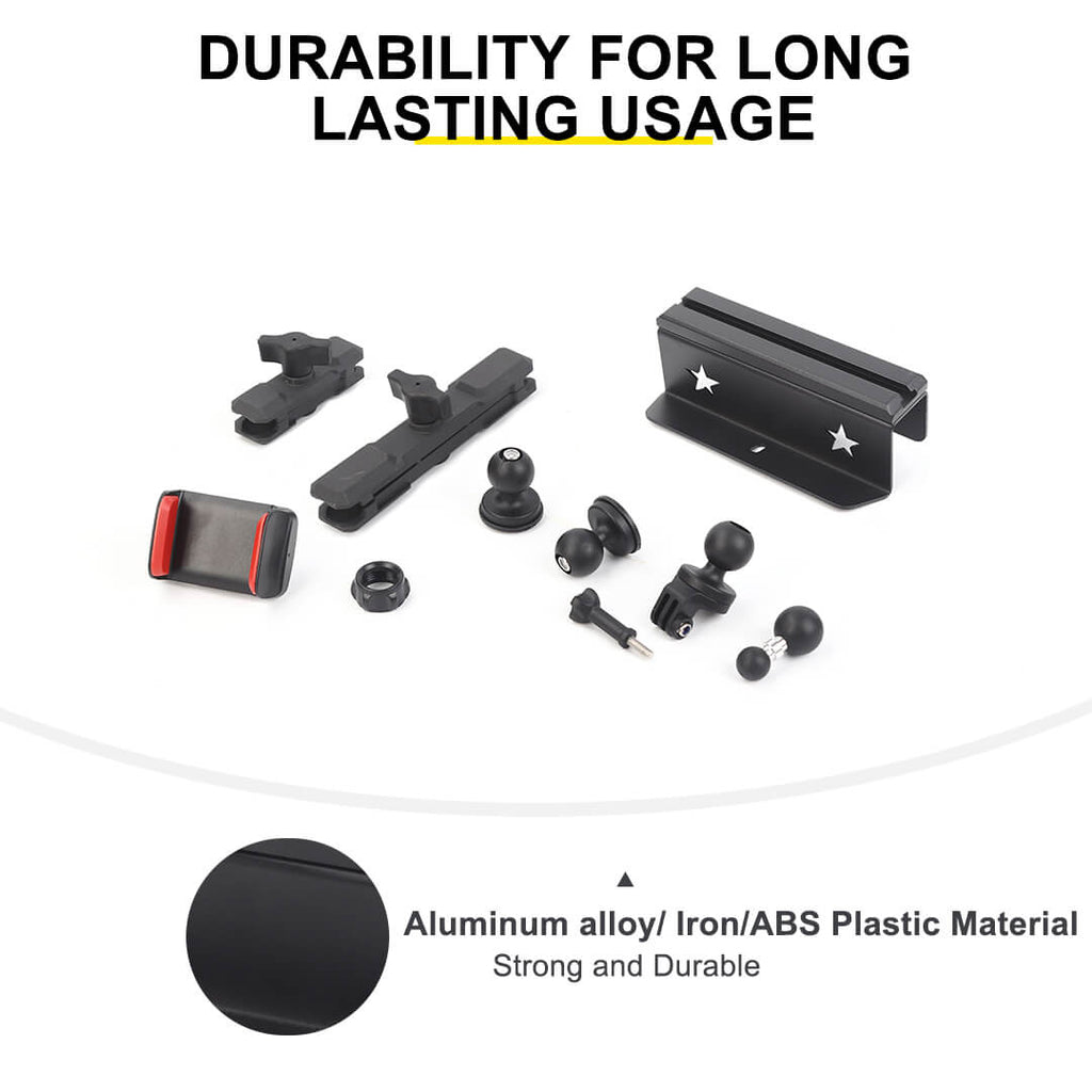 For 2011-2018 Jeep Wrangler JK Center Console Rail Expansion Phone Mount Holder（9 pcs）
