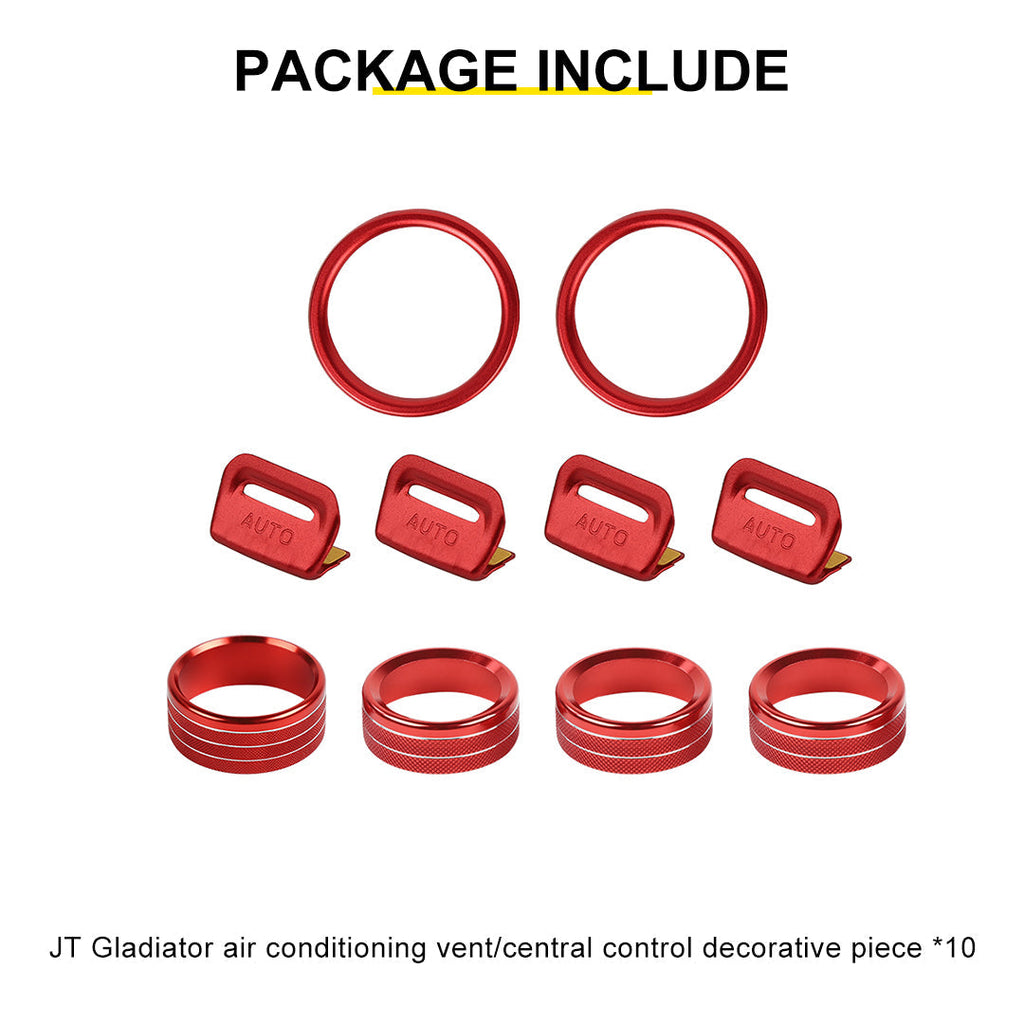 For 2024+ Jeep Wrangler JL & Gladiator JT Aluminum Air Vent & Center Console Control Trim Cover Kit