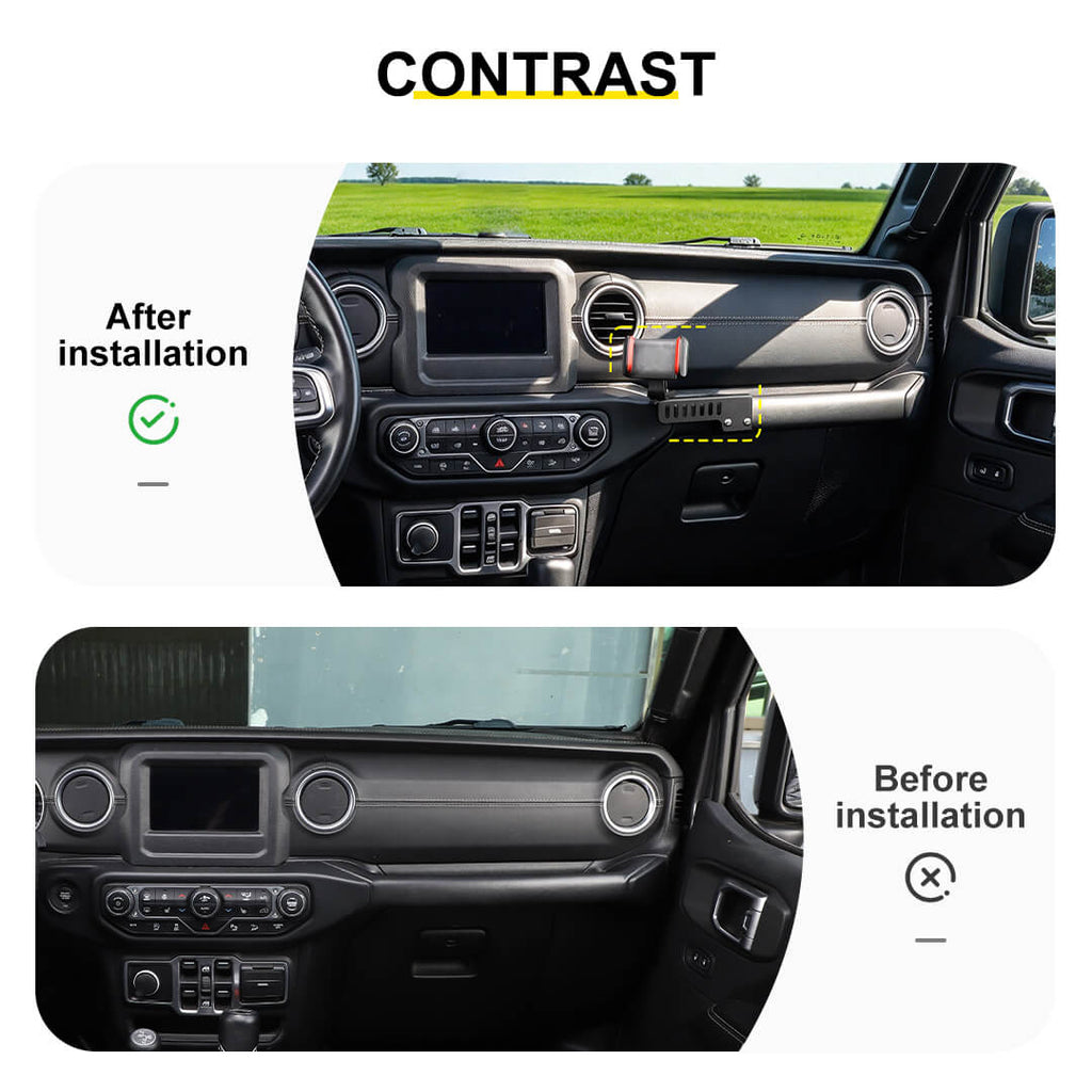 For 2018-2023 Jeep Wrangler JL & Gladiator JT Passenger Side Grab Bar Phone Holder Bracket（2 pcs）