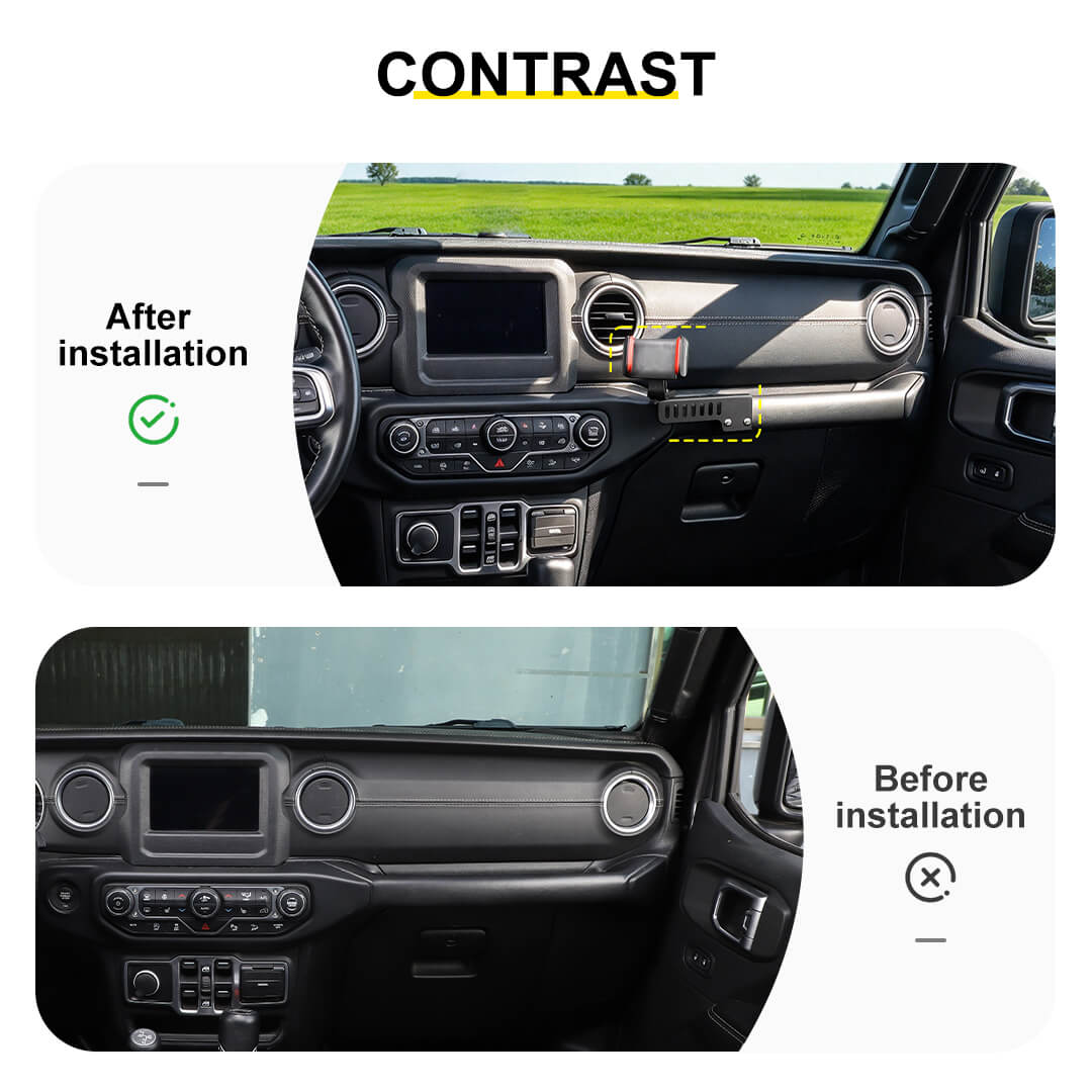 For 2018-2023 Jeep Wrangler JL & Gladiator JT Passenger Side Grab Bar Phone Holder Bracket（2 pcs）