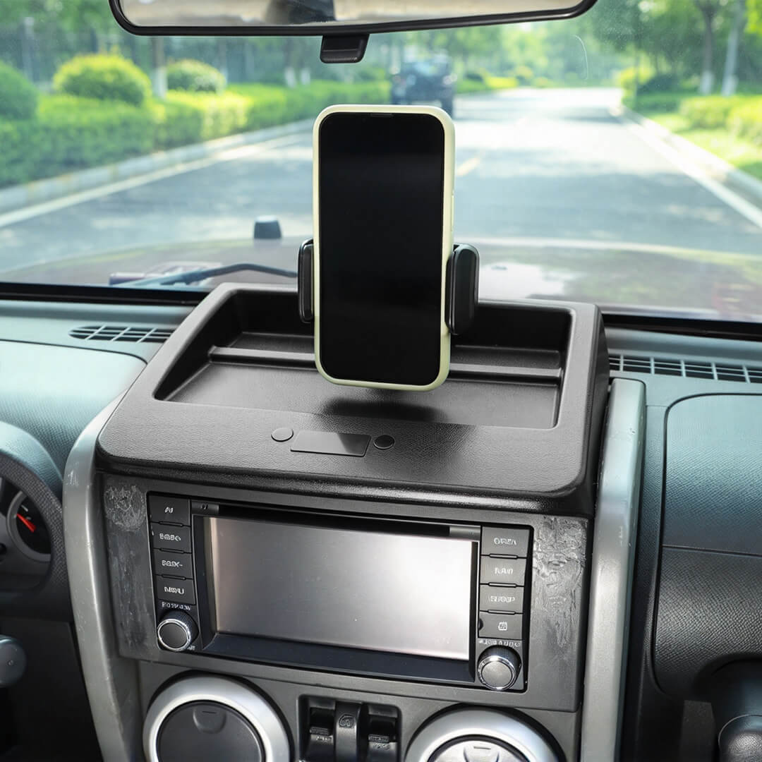 For 2007-2011 Jeep Wrangler JK Center Console Phone Holder Mount Bracket with Storage Box（3 pcs）