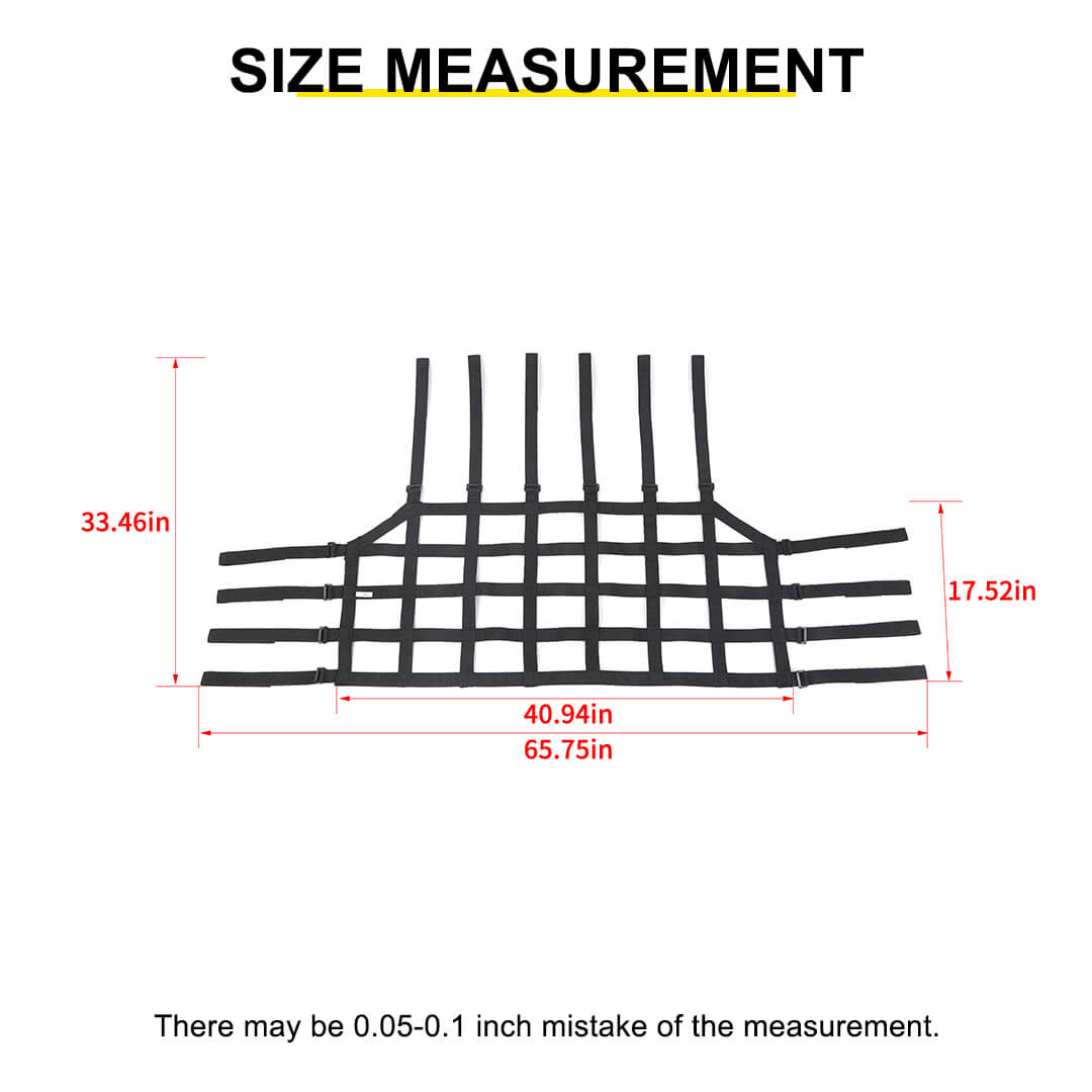 Fabric Strap & ABSFor 2007-2018 Jeep Wrangler JKU 4 Door Rear Trunk Mesh Cargo Net Organizer Restraint Protective Roof Top Baggage
