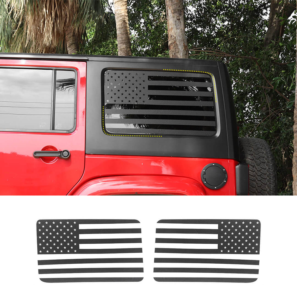 For 2011-2018 Wrangler JK Rear Window Sticker Trim US Flag Decal（2 pcs）