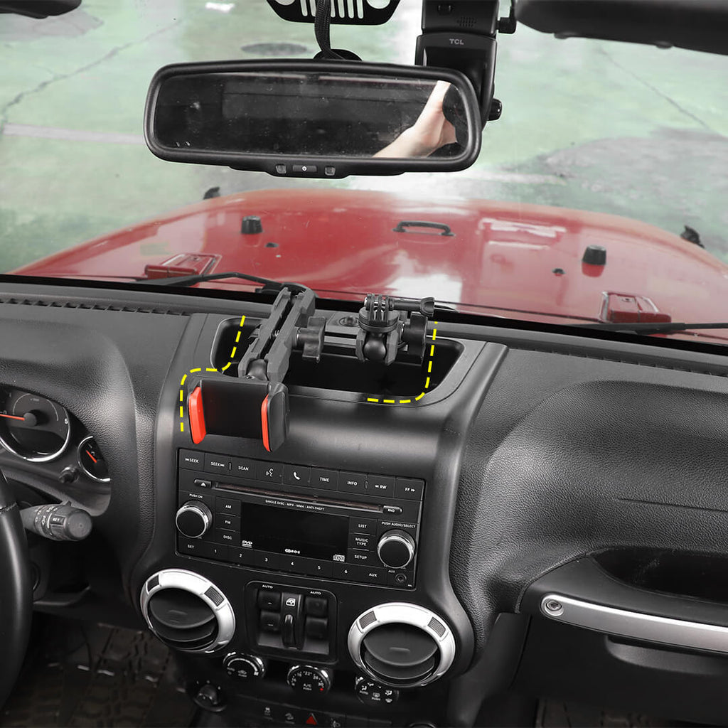 For 2011-2018 Jeep Wrangler JK Center Console Rail Expansion Phone Mount Holder（9 pcs）