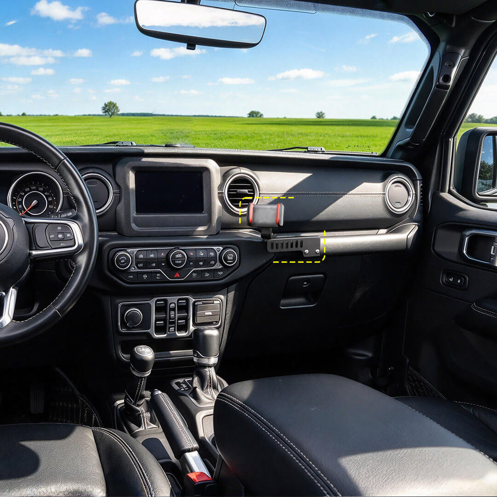 For 2018-2023 Jeep Wrangler JL & Gladiator JT Passenger Side Grab Bar Phone Holder Bracket（2 pcs）