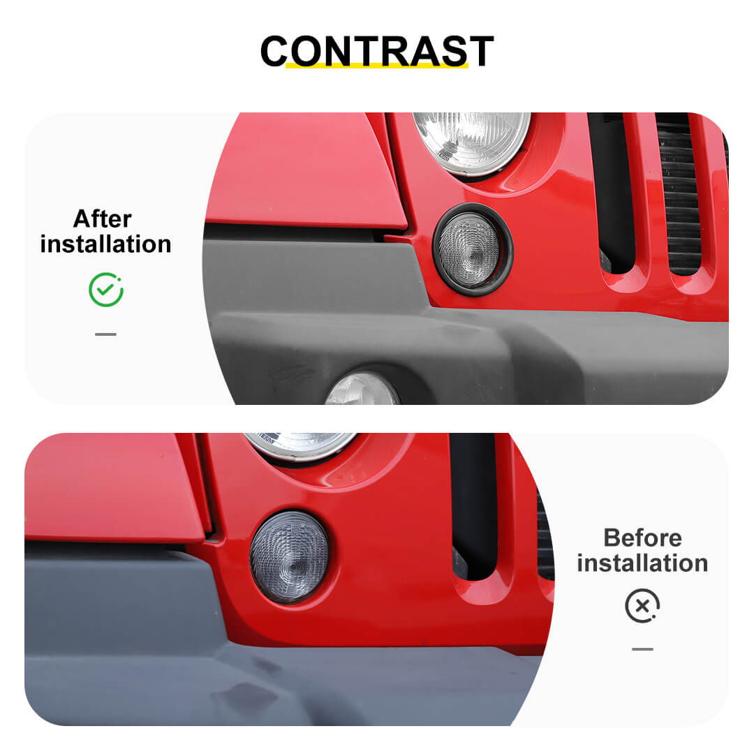 For 2007-2018 Jeep Wrangler JK Front Grill Inserts & Headlight Trim & Turn Signal Bezel Kit（11 pcs）