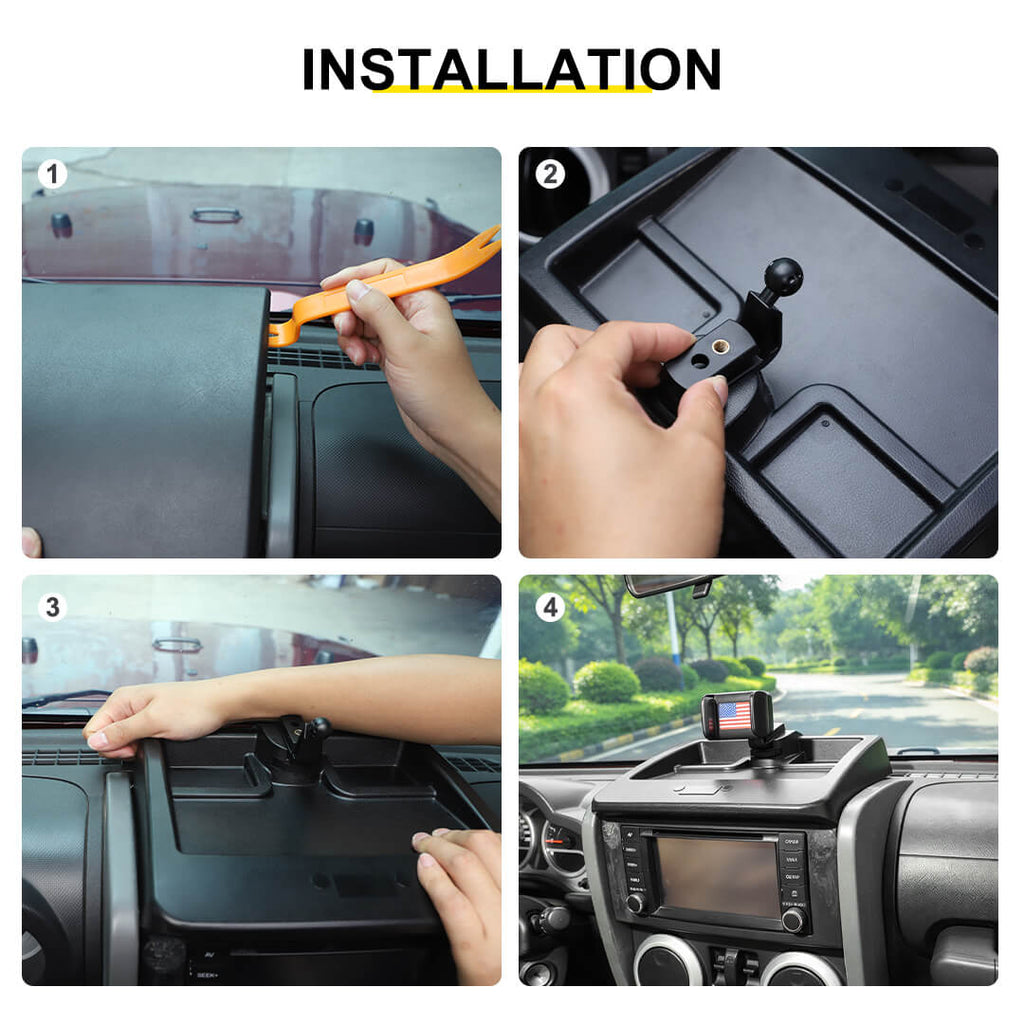 For 2007-2011 Jeep Wrangler JK Center Console Phone Holder Mount Bracket with Storage Box（3 pcs）