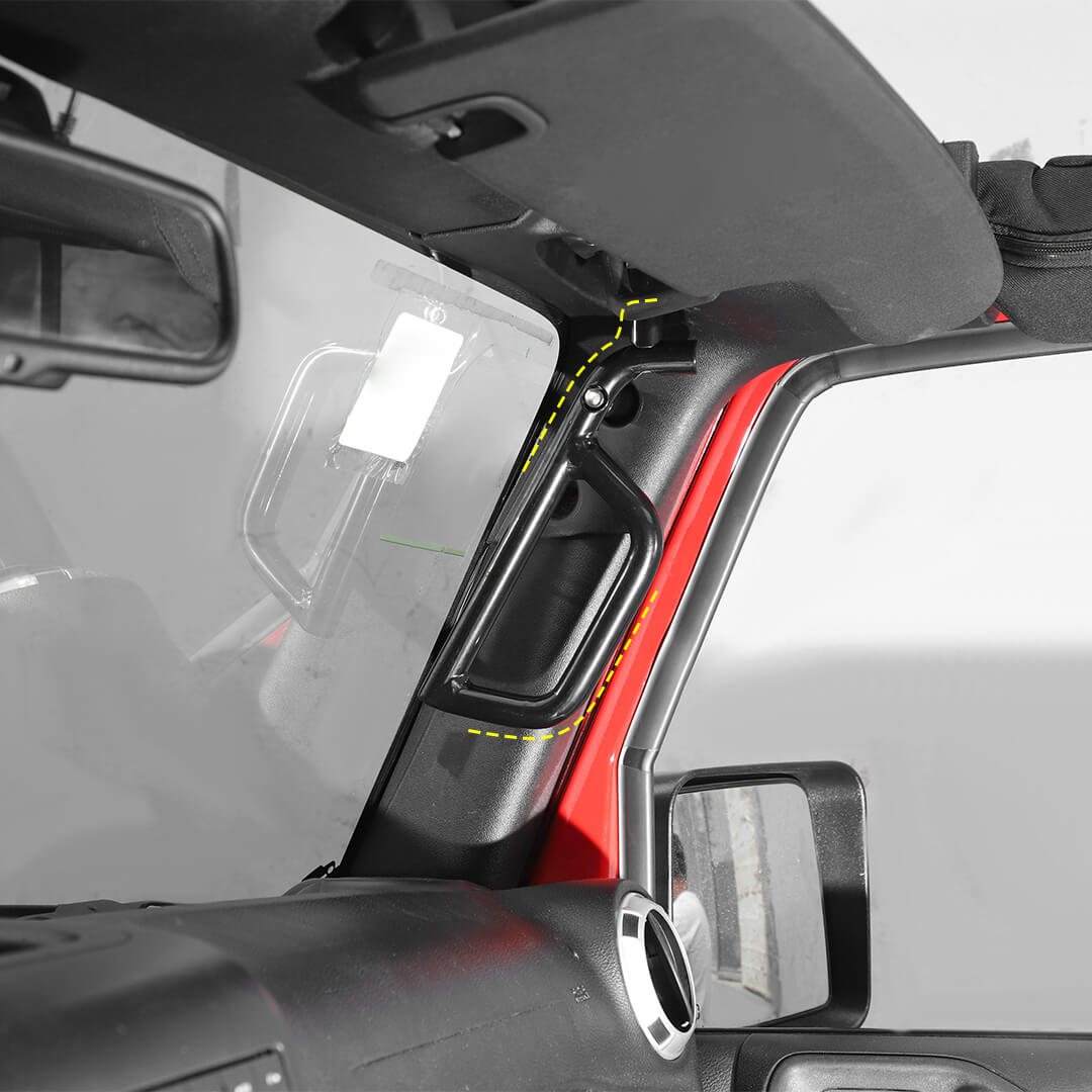 For 2007-2018 Jeep Wrangler JK Front Door Top Grab Handle Aluminium Alloy（2 pcs）