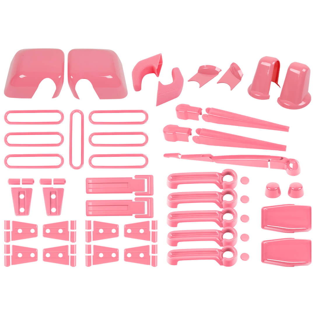 For 2007-2018 Jeep Wrangler JK 4 Door 71 x Car Door, Wiper, Hood , Rearview Mirror & Tow Hook Decoration Cover Kit—Exterior Trim Kit