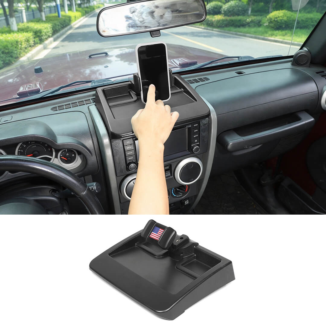 For 2007-2011 Jeep Wrangler JK Center Console Phone Holder Mount Bracket with Storage Box（3 pcs）