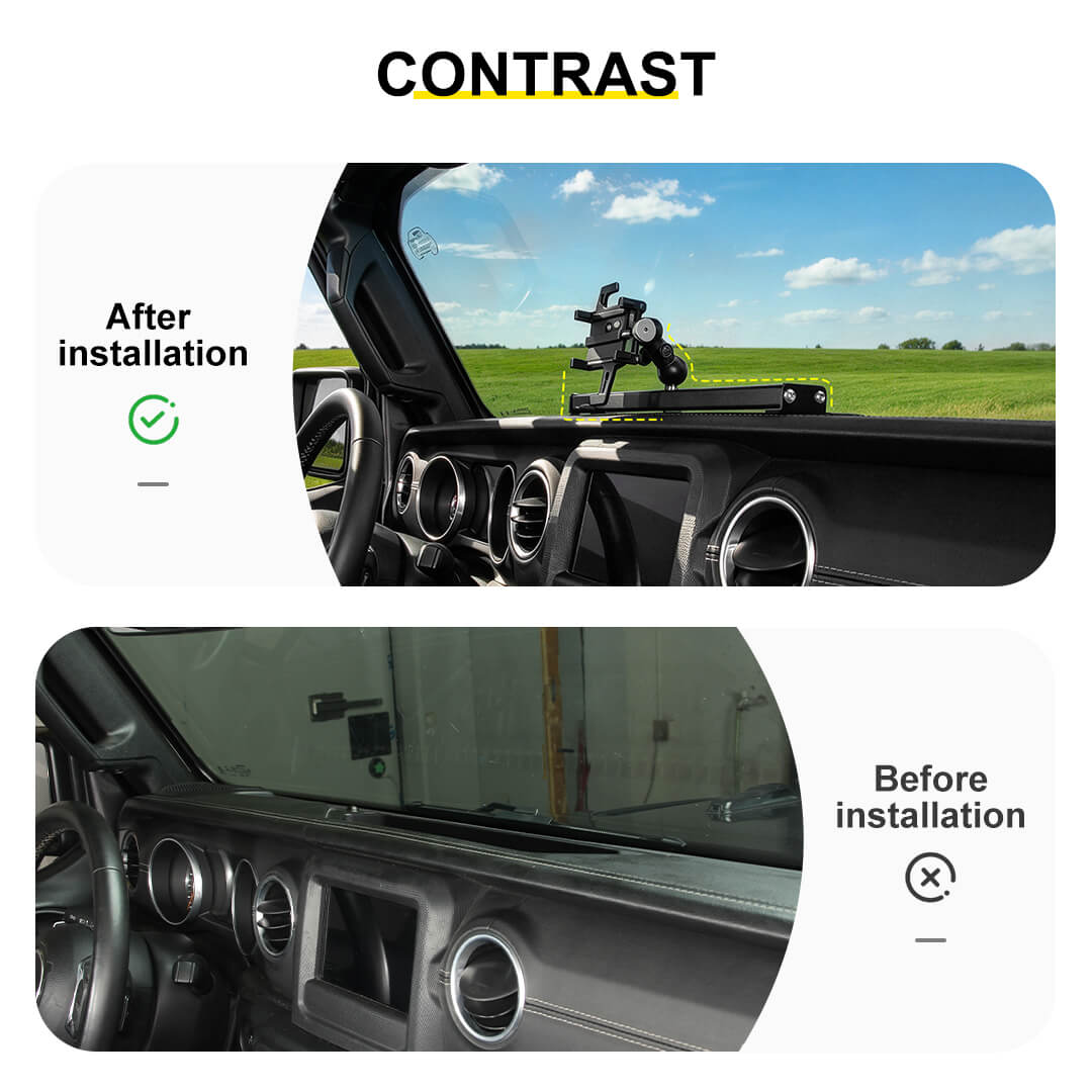For 2018-2023 Jeep Wrangler JL & Gladiator JT Center Console Expansion Phone Mount Holder（3 pcs）