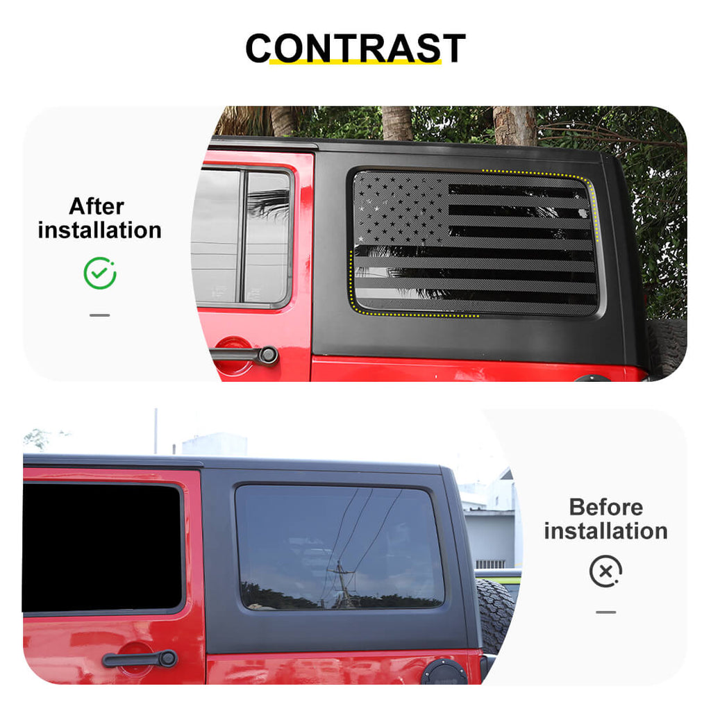 For 2011-2018 Wrangler JK Rear Window Sticker Trim US Flag Decal（2 pcs）